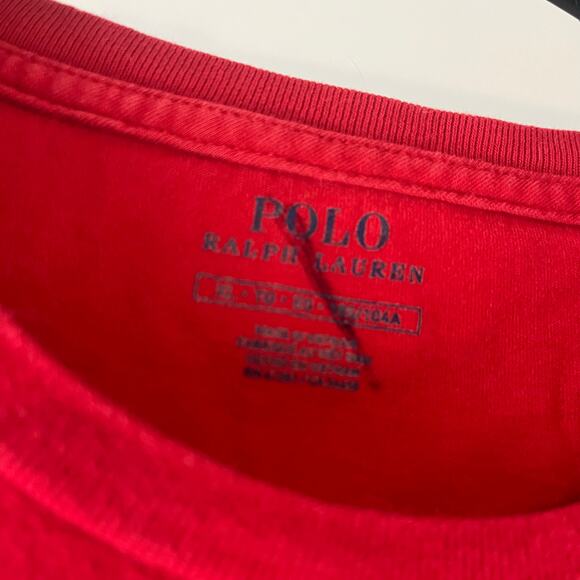 Polo Ralph Lauren Red Navy Blue Embroidered Pony T-Shirt Tee XL - Picture 5 of 5